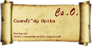 Csanády Opika névjegykártya